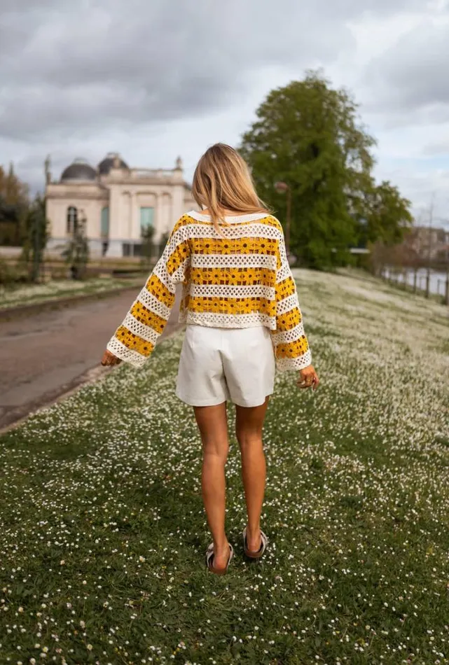 Women039s Clothing Blouses Easy Clothes Ecru And Yellow Crochet Taylor Blouse Women039s Clothing Blouses Easy Clothes Ecru And Yellow Crochet Taylor Blouse