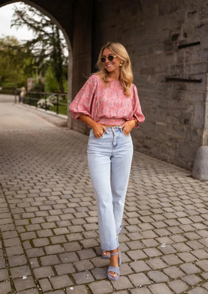 Women039s Clothing Blouses Easy Clothes Pink Patterned Karlou Blouse Women039s Clothing Blouses Easy Clothes Pink Patterned Karlou Blouse
