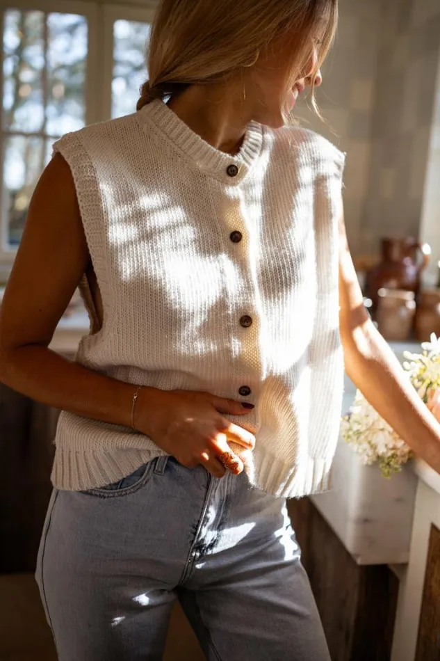 Women039s Clothing Cardigans Easy Clothes Ecru Achille Sleeveless Cardigan