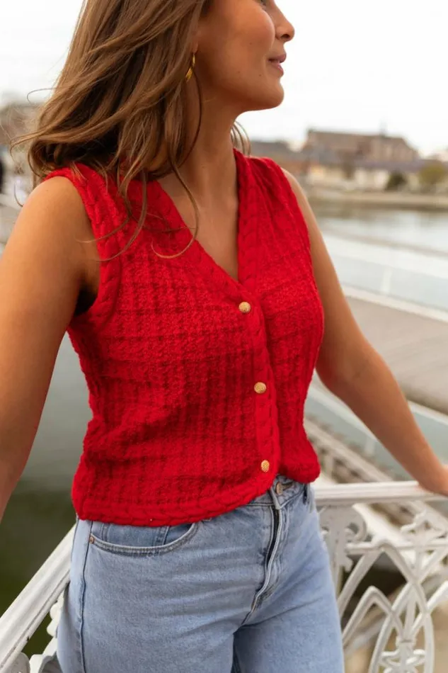 Women039s Clothing Cardigans Easy Clothes Red Blake Sleeveless Cardigan Women039s Clothing Cardigans Easy Clothes Red Blake Sleeveless Cardigan