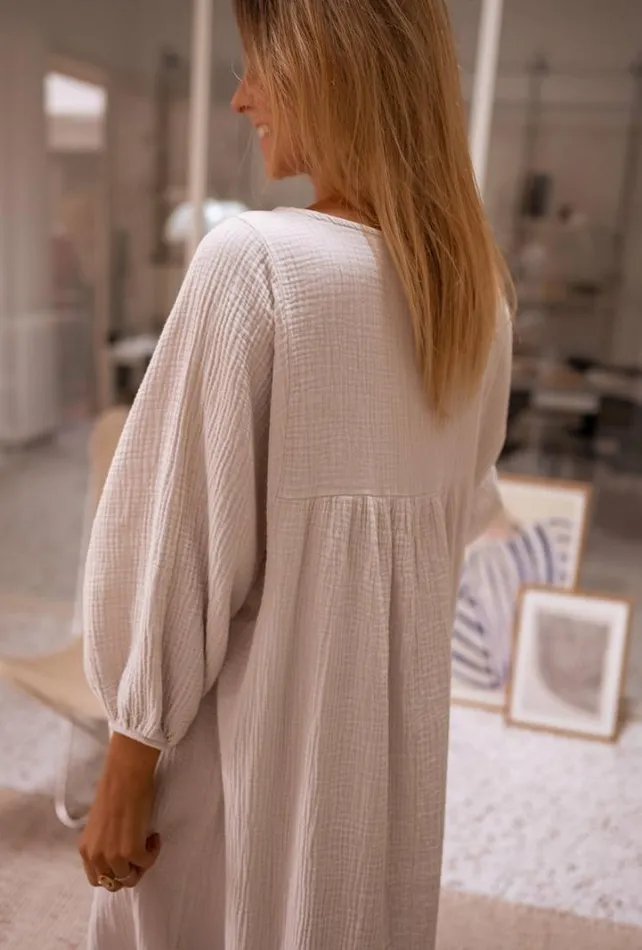 Women039s Clothing Dresses Easy Clothes Beige Nolan CottonGauze Dress Beige