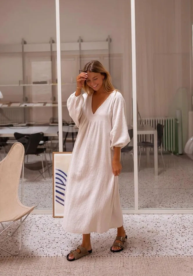 Women039s Clothing Dresses Easy Clothes Beige Nolan CottonGauze Dress Beige