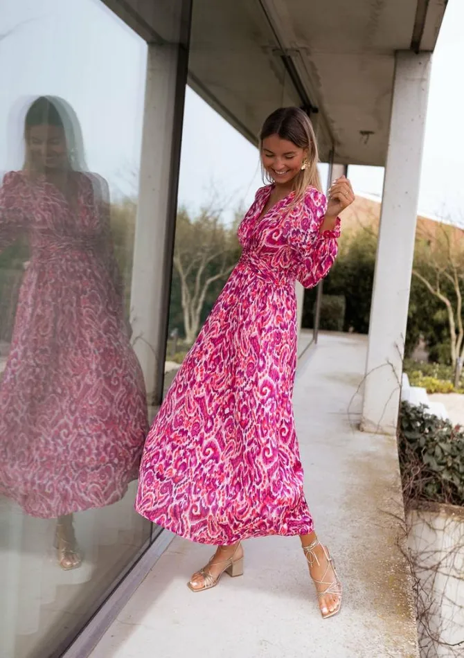 Women039s Clothing Dresses Easy Clothes Pink Patterned Farella Dress