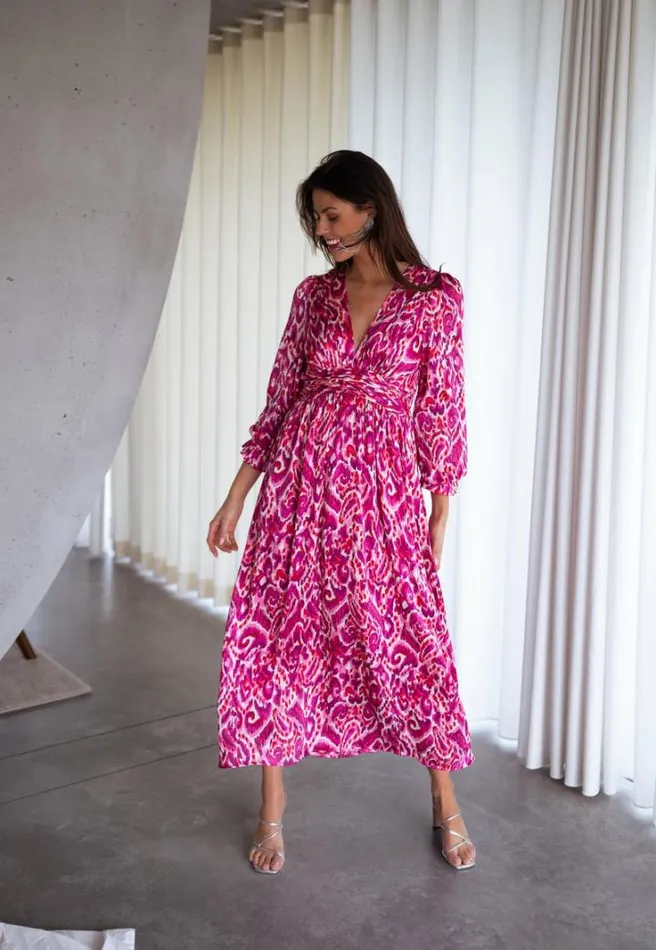 Women039s Clothing Dresses Easy Clothes Pink Patterned Farella Dress Women039s Clothing Dresses Easy Clothes Pink Patterned Farella Dress