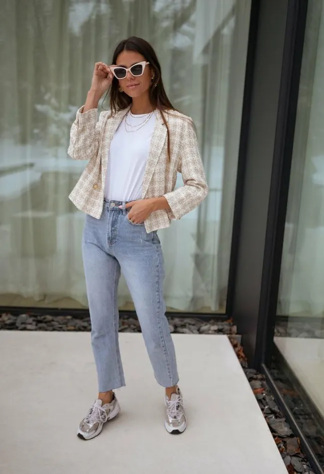 Women039s Clothing Jackets Easy Clothes Ecru And Beige Tweed Amanda Jacket