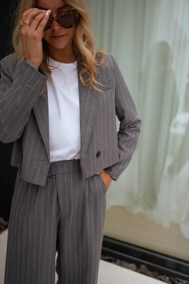 Women039s Clothing Pants and Jeans Easy Clothes Grey Striped Linnel Pants