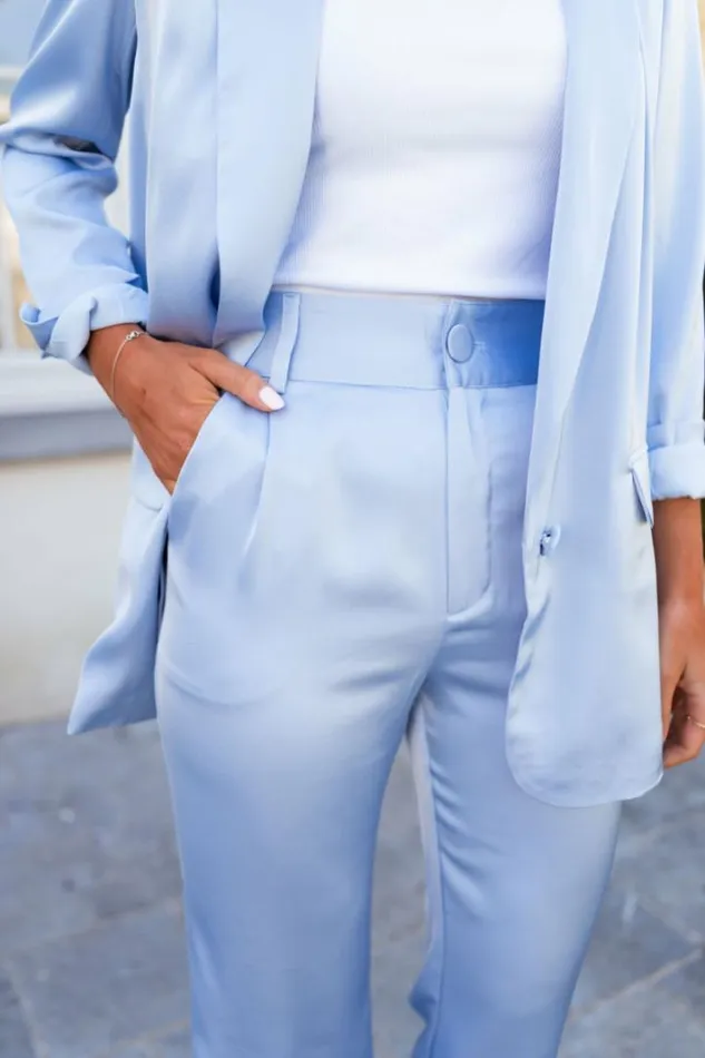 Women039s Clothing Pants and Jeans Easy Clothes Light Blue Satin Appoline Pants Light Blue Women039s Clothing Pants and Jeans Easy Clothes Light Blue Satin Appoline Pants Light Blue