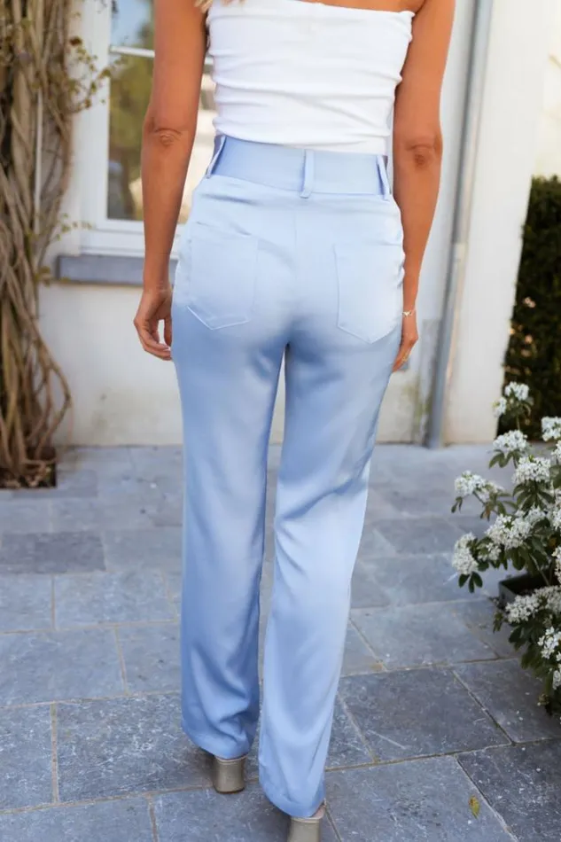 Women039s Clothing Pants and Jeans Easy Clothes Light Blue Satin Appoline Pants Light Blue Women039s Clothing Pants and Jeans Easy Clothes Light Blue Satin Appoline Pants Light Blue