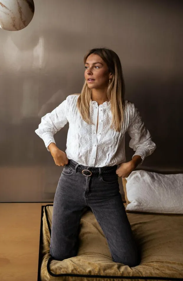 Women039s Clothing Shirts Easy Clothes Ecru Embroidered Pauly Shirt
