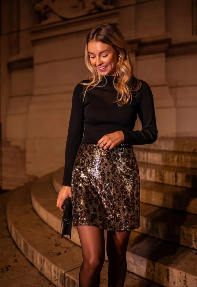 Women039s Clothing Skirts Easy Clothes Glittery Leopard Disco Skirt