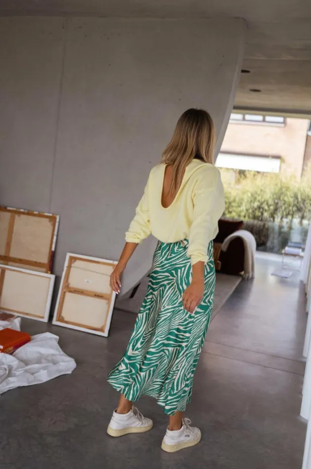Women039s Clothing Skirts Easy Clothes Green And Ecru Sax Zebra Print Skirt