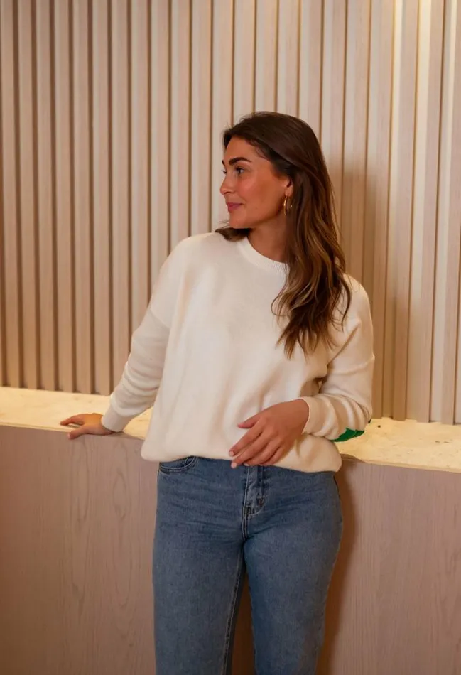 Women039s Clothing Sweaters Easy Clothes Ecru And Green Brooklyn Sweater Women039s Clothing Sweaters Easy Clothes Ecru And Green Brooklyn Sweater