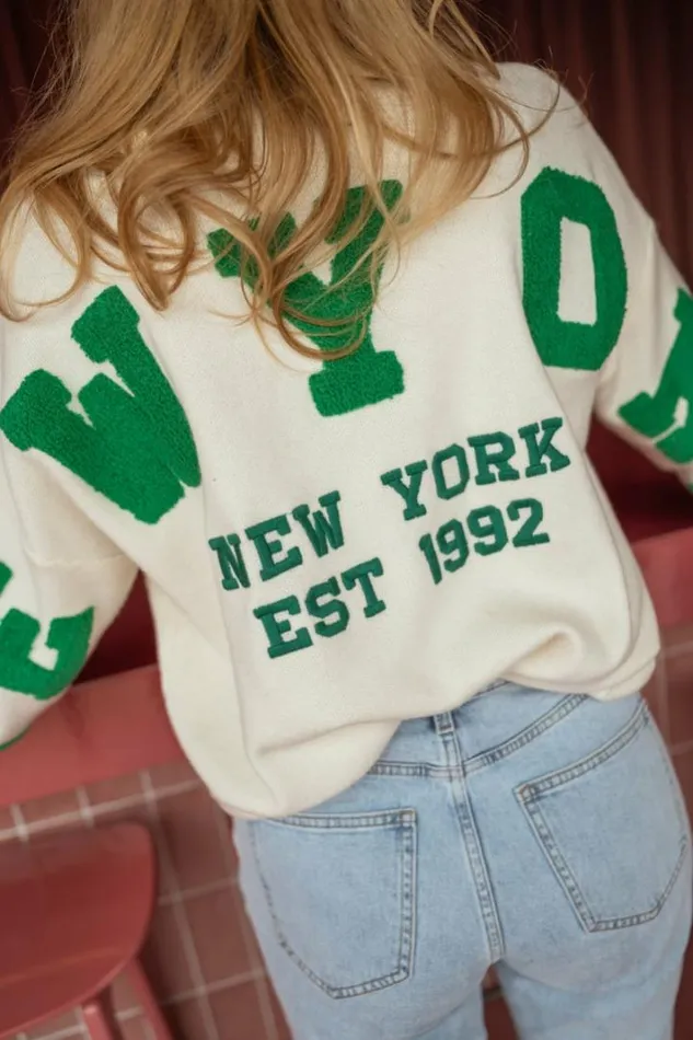 Women039s Clothing Sweaters Easy Clothes Ecru And Green Brooklyn Sweater Women039s Clothing Sweaters Easy Clothes Ecru And Green Brooklyn Sweater