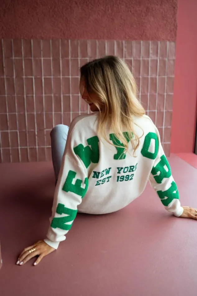 Women039s Clothing Sweaters Easy Clothes Ecru And Green Brooklyn Sweater Women039s Clothing Sweaters Easy Clothes Ecru And Green Brooklyn Sweater