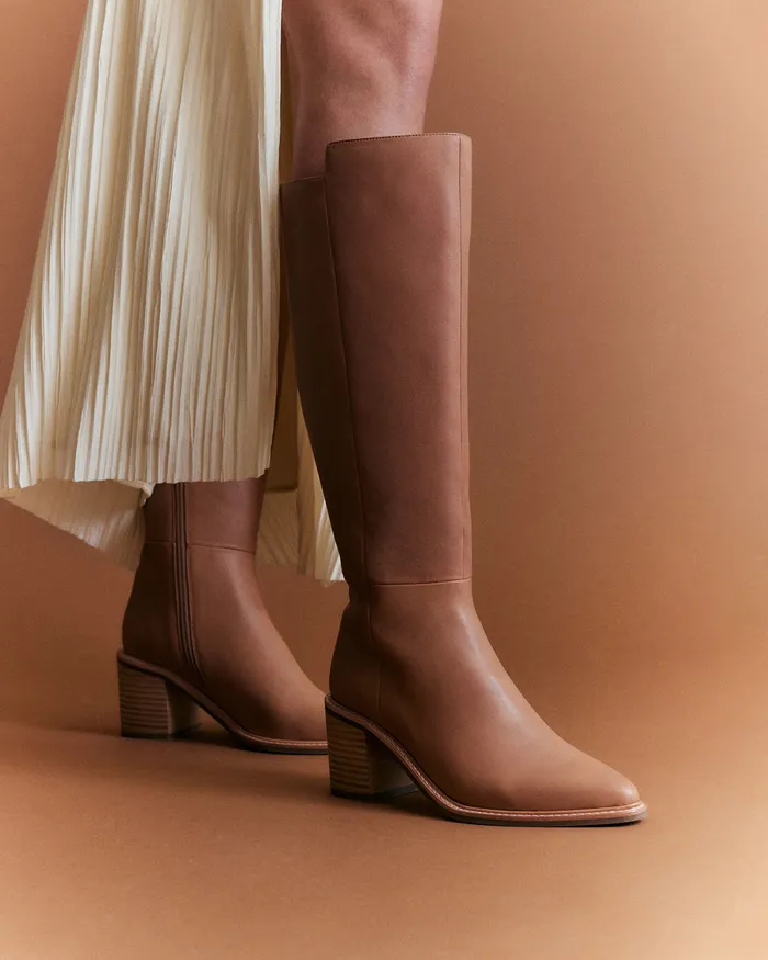 Women Anissa knee boots beige leather LONG BOOTS jomercer Women Anissa knee boots beige leather LONG BOOTS jomercer