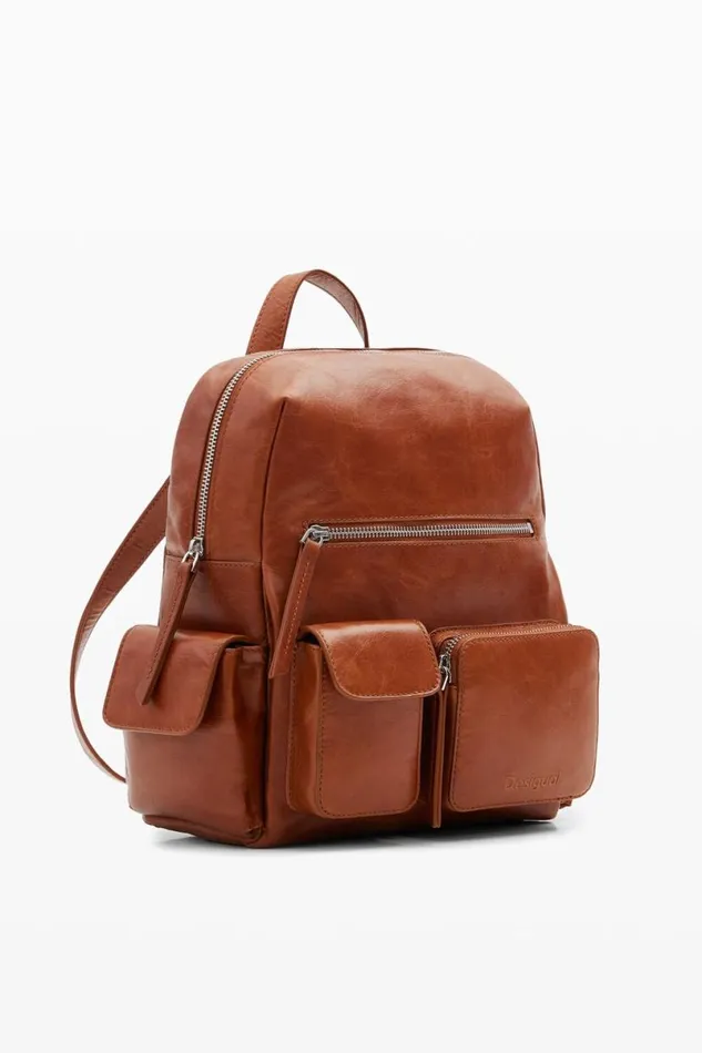Women Backpacks Desigual Multipocket Leather Backpack