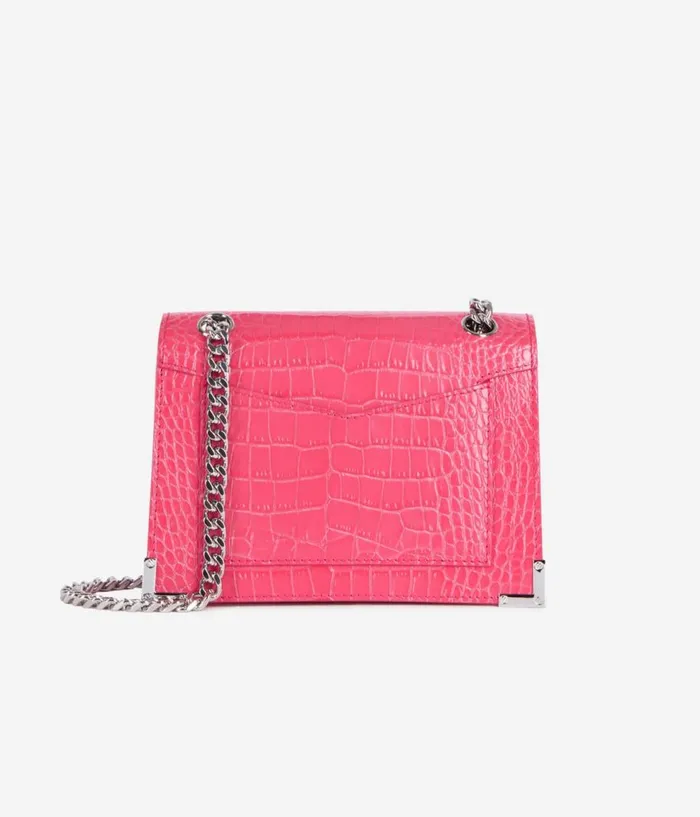 Women Bags THE KOOPLES Emily Chain Bag In Pink Crocodileeffect Leather Women Bags THE KOOPLES Emily Chain Bag In Pink Crocodileeffect Leather