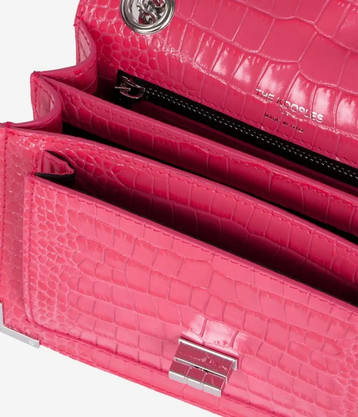 Women Bags THE KOOPLES Emily Chain Bag In Pink Crocodileeffect Leather Women Bags THE KOOPLES Emily Chain Bag In Pink Crocodileeffect Leather