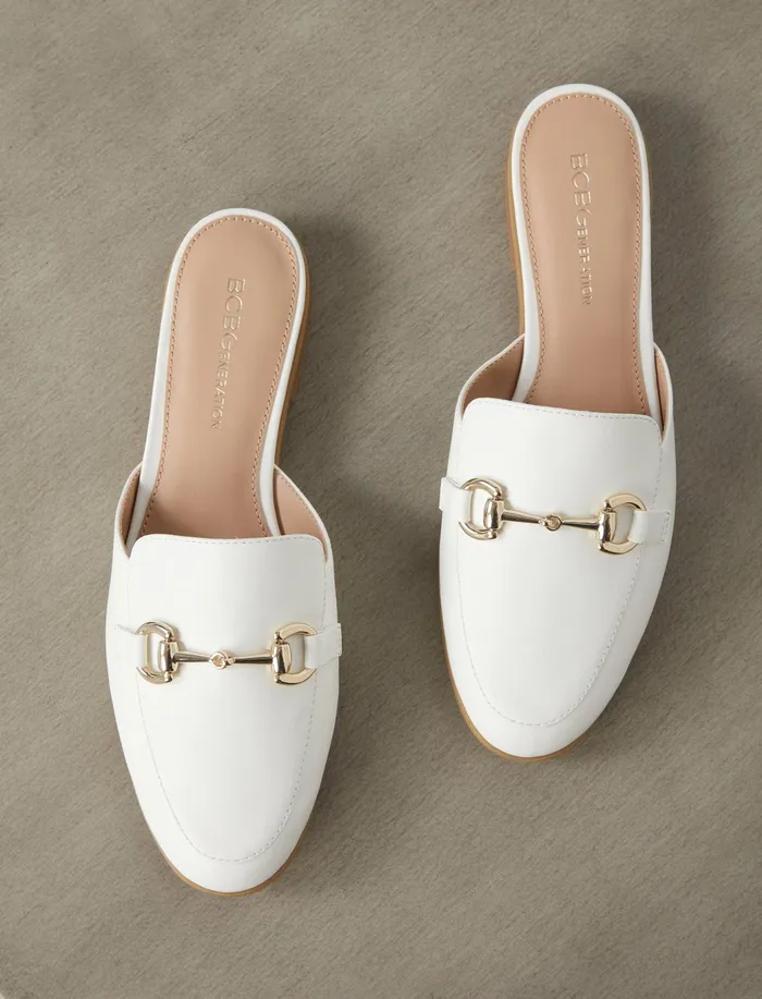Women BCBGeneration BCBG Zemy Mule Flat White Women BCBGeneration BCBG Zemy Mule Flat White