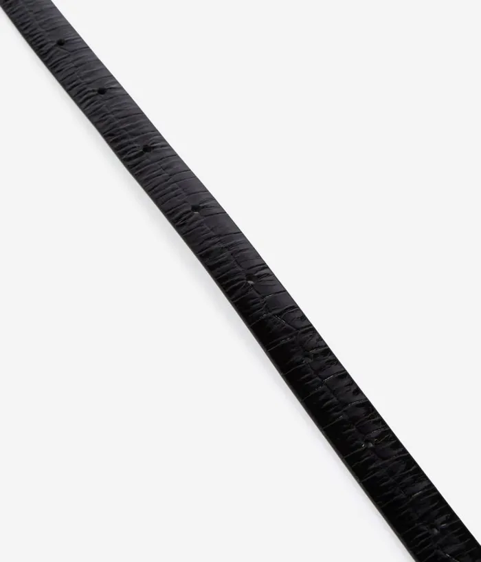 Women Belts THE KOOPLES Thin Black Crocodileeffect Leather Belt Women Belts THE KOOPLES Thin Black Crocodileeffect Leather Belt