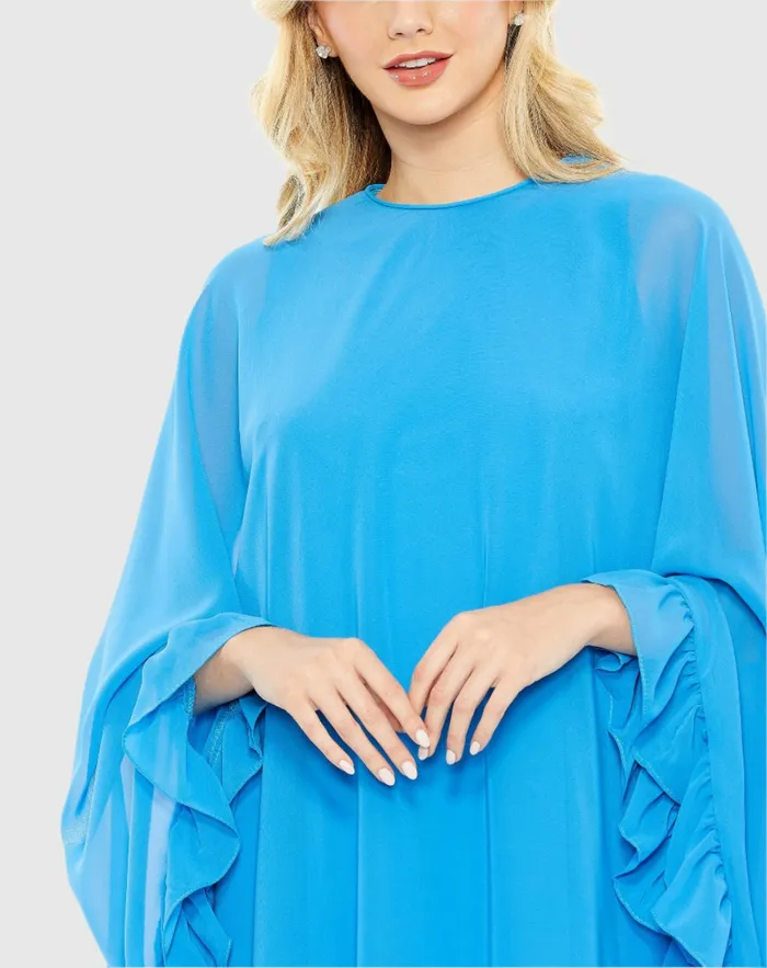 Women Best Sellers Mac Duggal High Neck Ruffle Hem Cape Mini Dress Deep Green