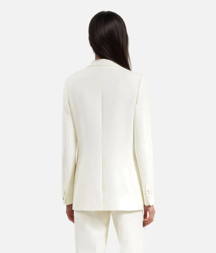 Women Blazers and Suits THE KOOPLES Ecru Crepe Suit Jacket Straight Cut Women Blazers and Suits THE KOOPLES Ecru Crepe Suit Jacket Straight Cut