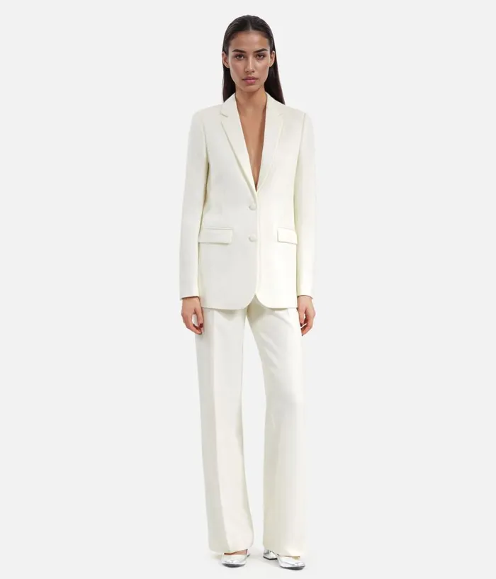 Women Blazers and Suits THE KOOPLES Ecru Crepe Suit Jacket Straight Cut Women Blazers and Suits THE KOOPLES Ecru Crepe Suit Jacket Straight Cut