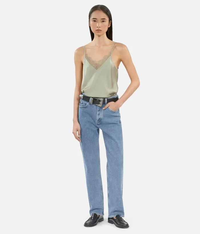 Women Blouses and Shirts THE KOOPLES Light Green Camisole With Lace