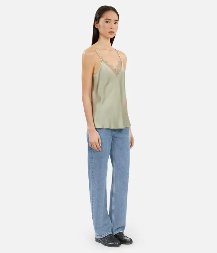 Women Blouses and Shirts THE KOOPLES Light Green Camisole With Lace Women Blouses and Shirts THE KOOPLES Light Green Camisole With Lace