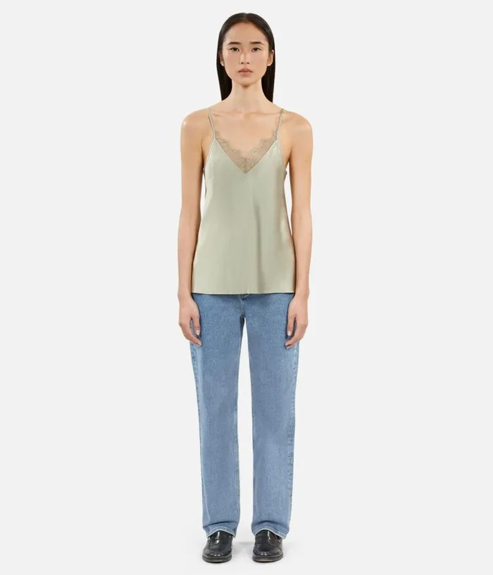 Women Blouses and Shirts THE KOOPLES Light Green Camisole With Lace Women Blouses and Shirts THE KOOPLES Light Green Camisole With Lace