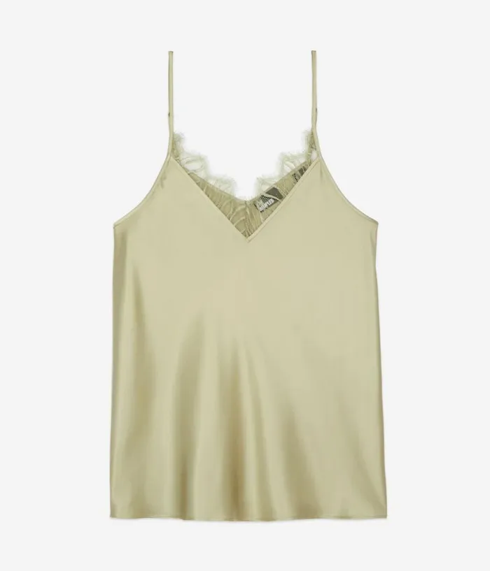 Women Blouses and Shirts THE KOOPLES Light Green Camisole With Lace Women Blouses and Shirts THE KOOPLES Light Green Camisole With Lace