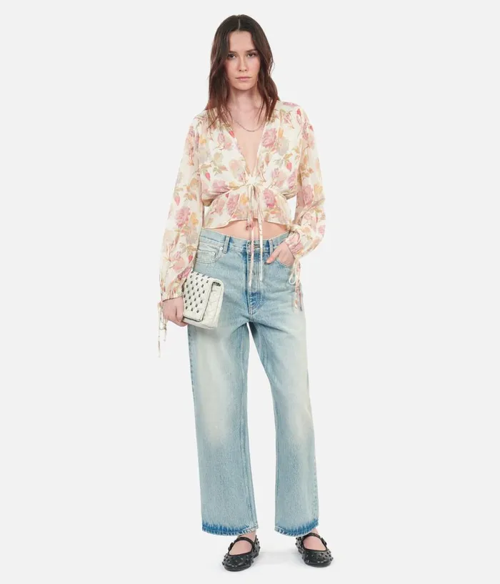 Women Blouses and Shirts THE KOOPLES Printed Silk Top With Ruffles Women Blouses and Shirts THE KOOPLES Printed Silk Top With Ruffles
