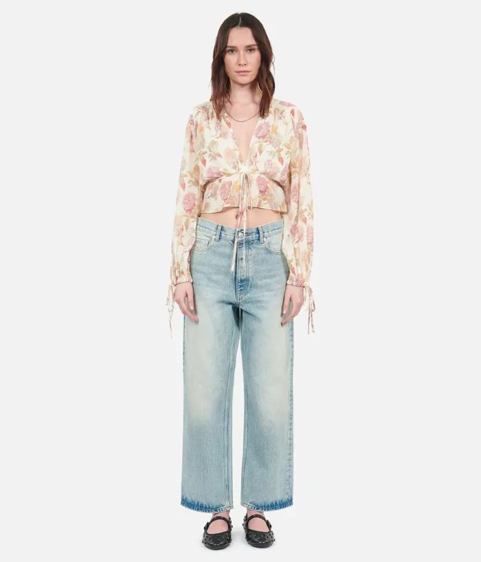 Women Blouses and Shirts THE KOOPLES Printed Silk Top With Ruffles Women Blouses and Shirts THE KOOPLES Printed Silk Top With Ruffles