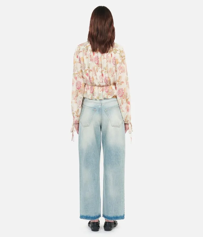 Women Blouses and Shirts THE KOOPLES Printed Silk Top With Ruffles Women Blouses and Shirts THE KOOPLES Printed Silk Top With Ruffles