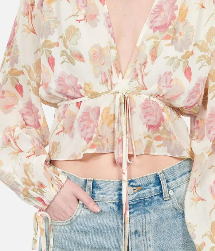 Women Blouses and Shirts THE KOOPLES Printed Silk Top With Ruffles Women Blouses and Shirts THE KOOPLES Printed Silk Top With Ruffles