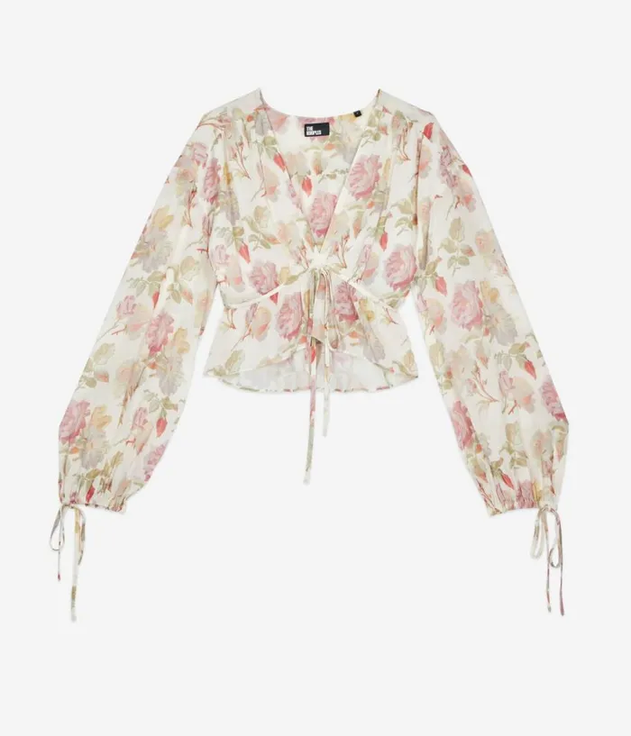 Women Blouses and Shirts THE KOOPLES Printed Silk Top With Ruffles Women Blouses and Shirts THE KOOPLES Printed Silk Top With Ruffles
