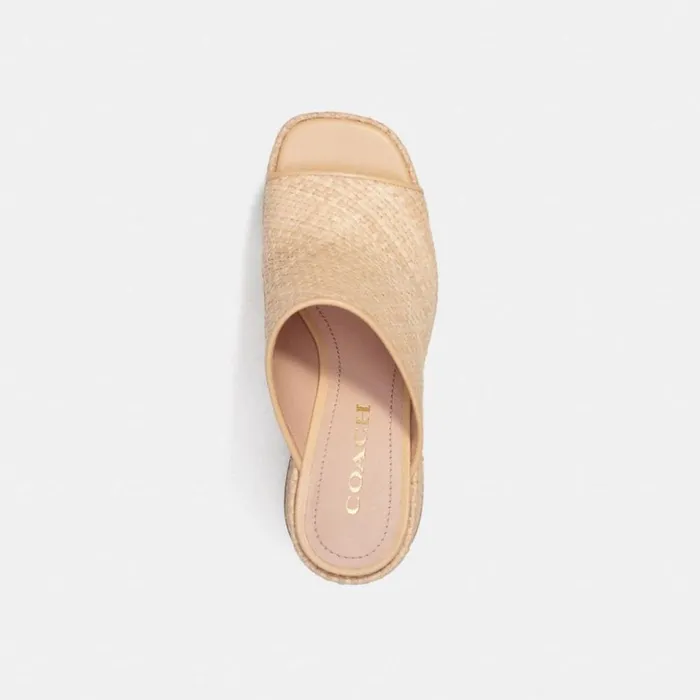 Women Bobi Straw Platform Sandal Natural Coach Heels
