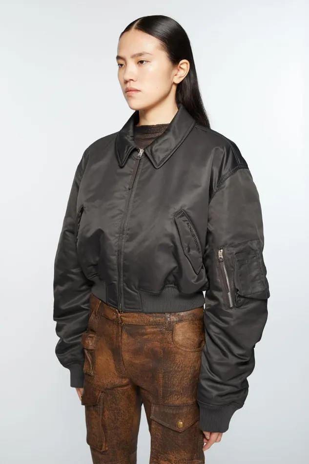 Women Bomber Jacket Anthracite Grey Acne Studios Outerwear