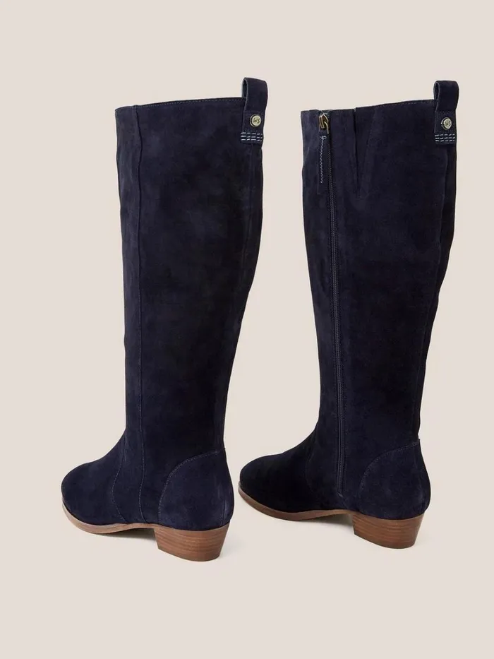 Women BOOTS White Stuff Wide Fit Suede Knee High Boot Dark Navy Women BOOTS White Stuff Wide Fit Suede Knee High Boot Dark Navy