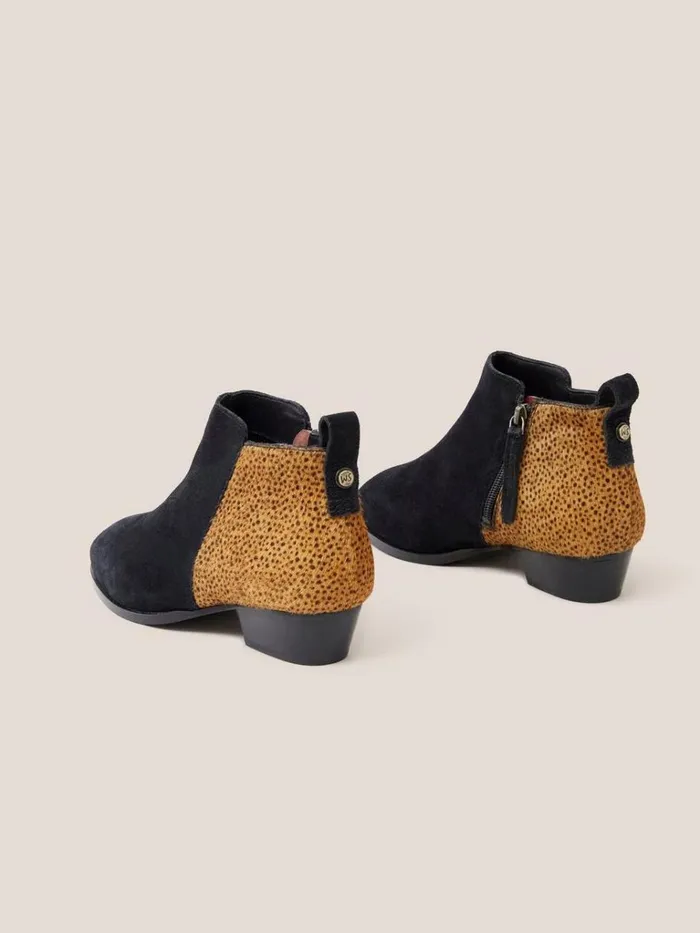 Women BOOTS White Stuff Wide Fit Suede Pony Ankle Boot Black Print Women BOOTS White Stuff Wide Fit Suede Pony Ankle Boot Black Print