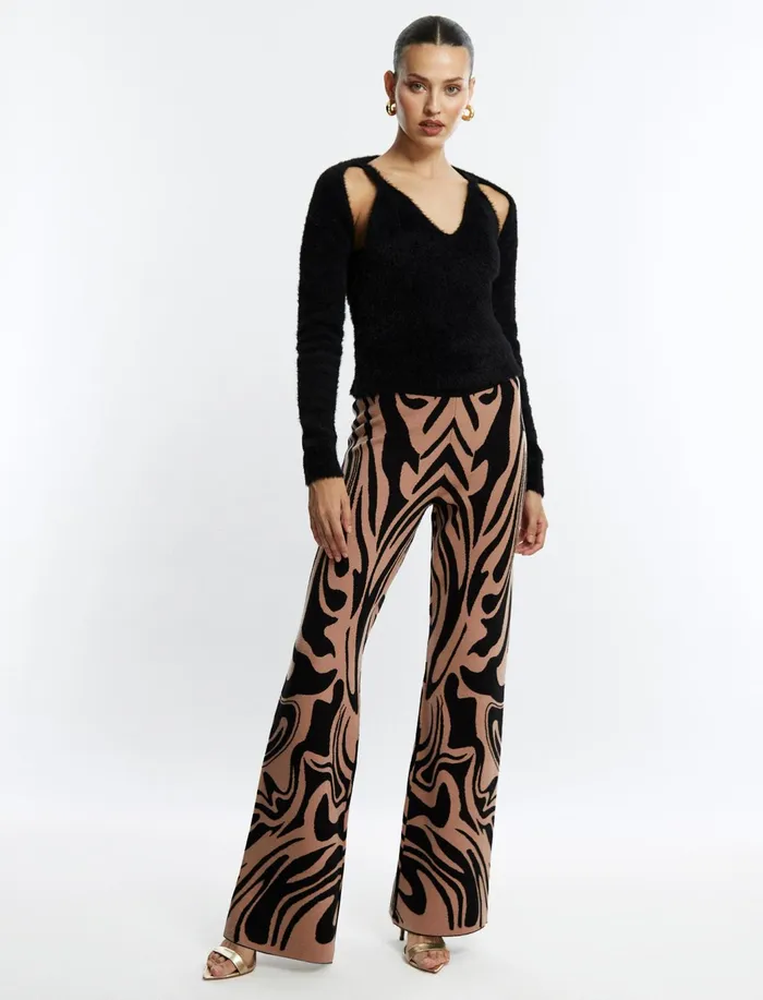 Women Bottoms BCBG CamelBlack WideLeg Sweater Pant Camelblack Beauty