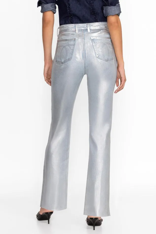 Women Bottoms Johnny Was SANCERE STRAIGHT LEG JEAN Silver Metallic Women Bottoms Johnny Was SANCERE STRAIGHT LEG JEAN Silver Metallic