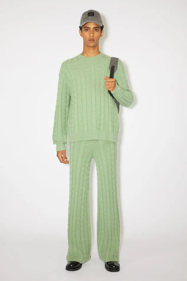 Women Cable Wool Trousers Sage Green Acne Studios Trousers