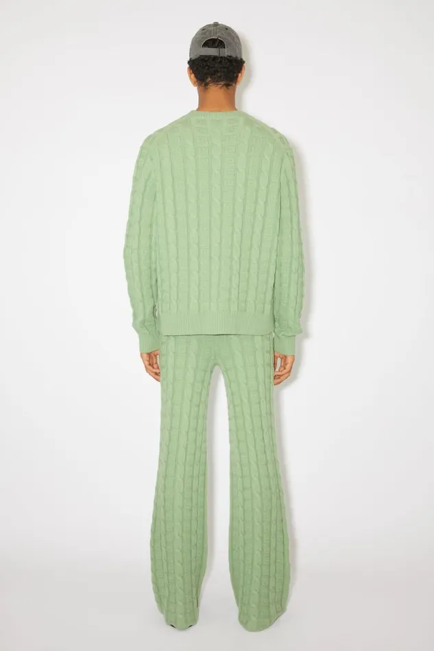 Women Cable Wool Trousers Sage Green Acne Studios Trousers