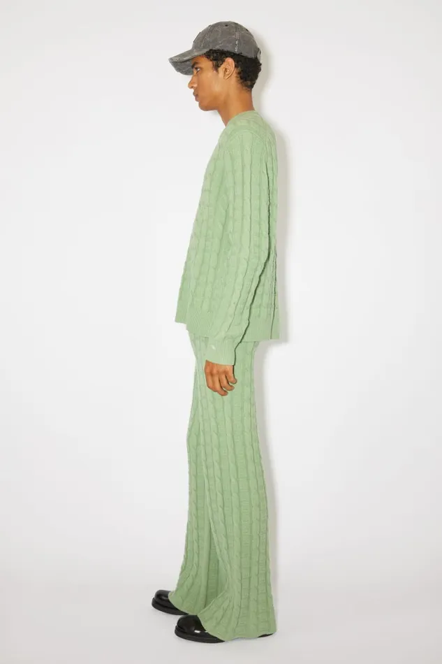 Women Cable Wool Trousers Sage Green Acne Studios Trousers