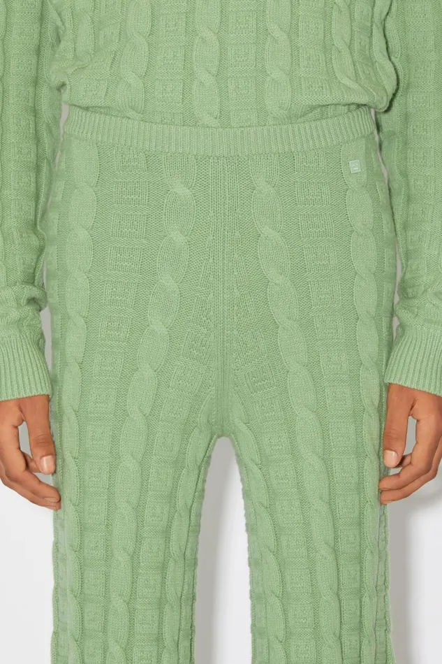 Women Cable Wool Trousers Sage Green Acne Studios Trousers