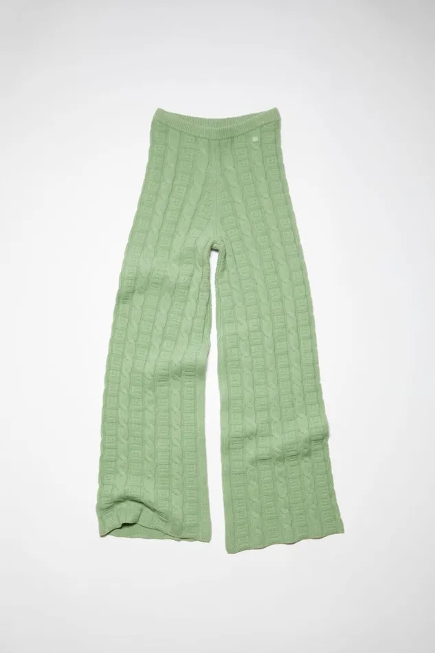 Women Cable Wool Trousers Sage Green Acne Studios Trousers