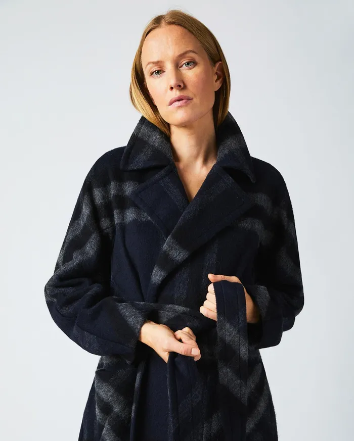 Women Car Blanket Coat Blackgrey Billy Reid Jackets and Outerwear