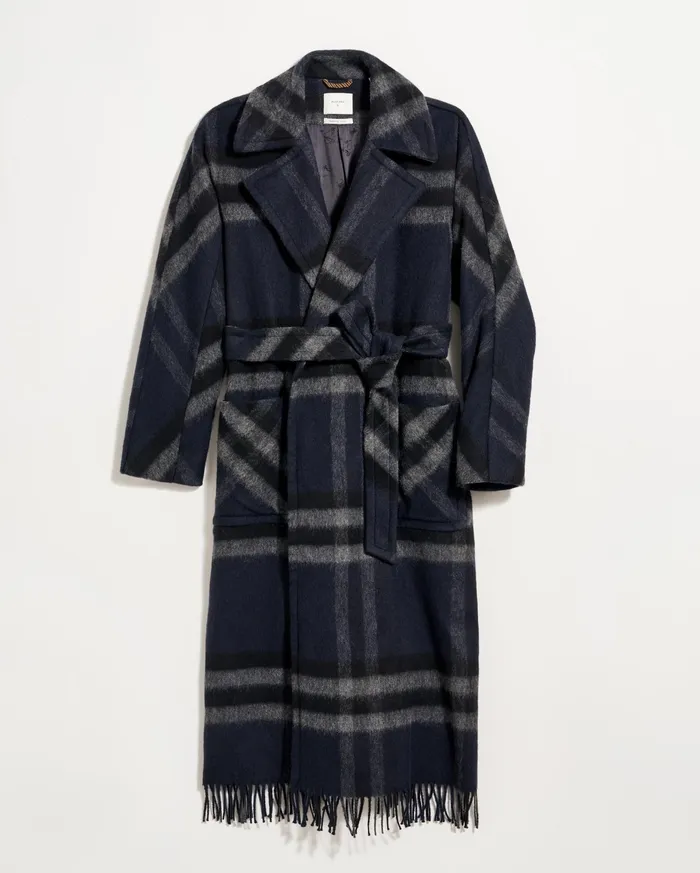 Women Car Blanket Coat Blackgrey Billy Reid Jackets and Outerwear