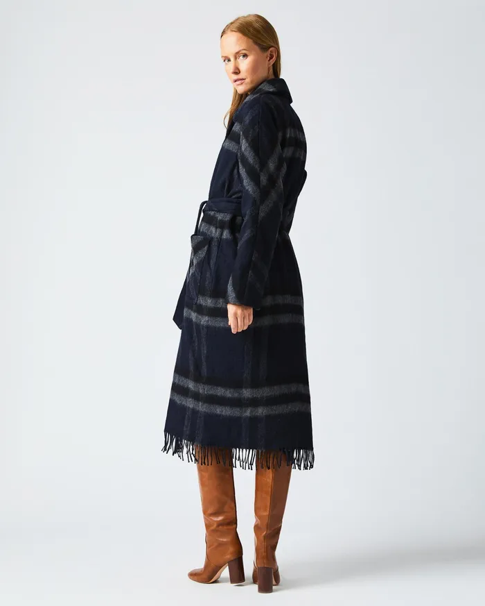 Women Car Blanket Coat Blackgrey Billy Reid Jackets and Outerwear